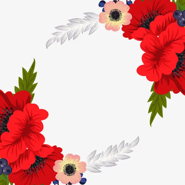 矢量鲜花边框免抠