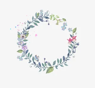 水彩植物花环免抠
