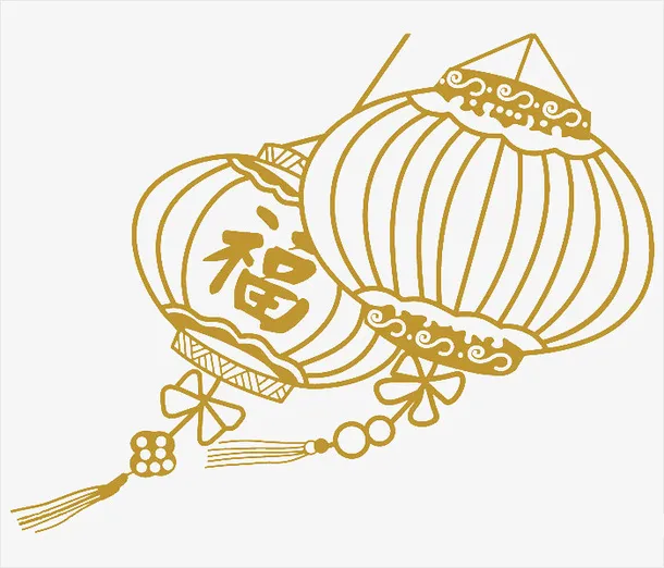 金色福字灯笼免抠