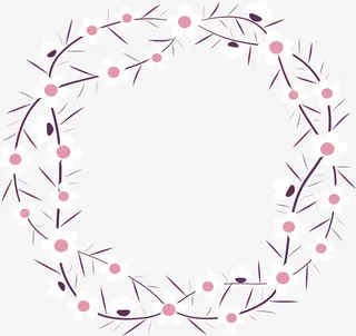 春天白色樱花花环免抠