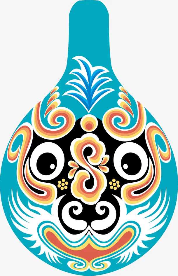 卡通蓝色矢量脸谱图免抠