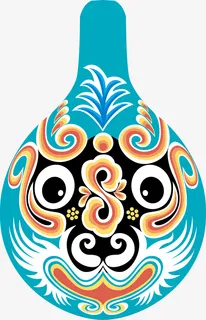 卡通蓝色矢量脸谱图免抠