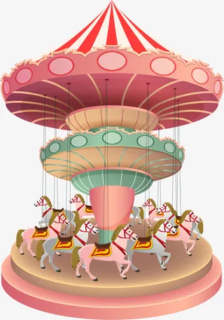 儿童节游乐场木马免抠