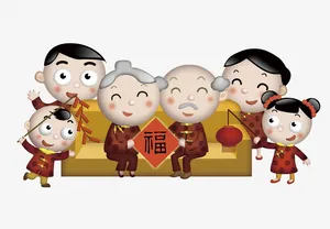 中国风欢乐一家人免抠图免抠