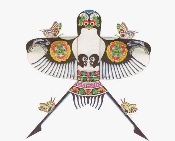 黑纹燕子古典风筝免抠