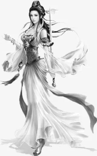 武侠人物水墨风美女免抠
