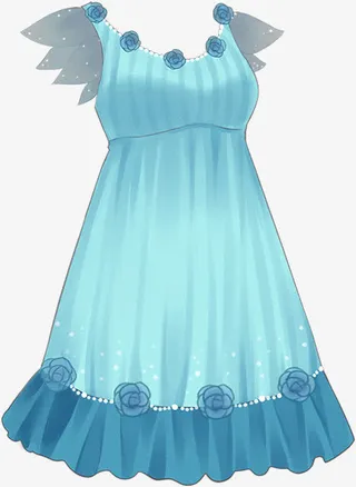 蓝色连衣裙卡通免抠