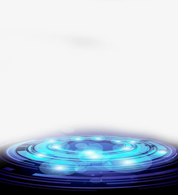 蓝色科技圆环舞台灯光免抠
