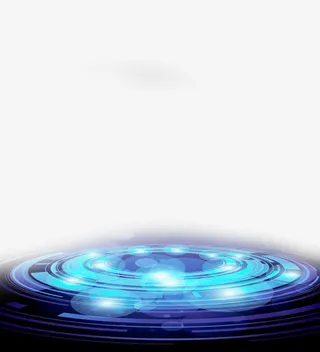 蓝色科技圆环舞台灯光免抠