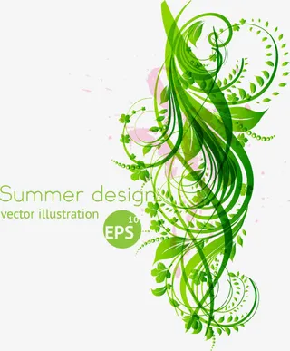 春季树叶花纹装饰免抠装饰中国风元素