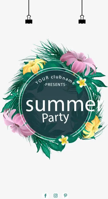 花朵缠绕夹子设计免抠