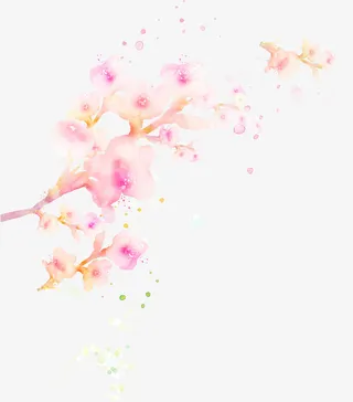 手绘粉色唯美古风桃花装饰免抠