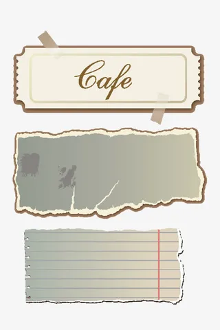 复古纸片留言元素免抠
