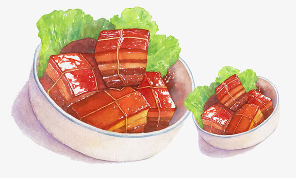 中国菜手绘东坡肉美食免抠