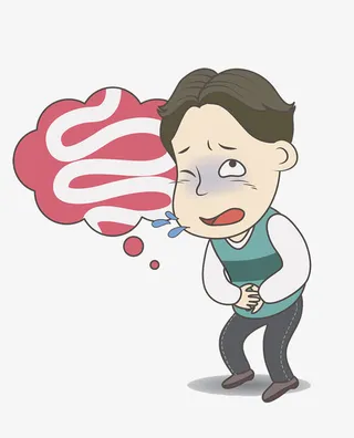 卡通肚子疼脸色发青痛苦的表情免抠