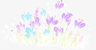 手绘花卉春天田野免抠
