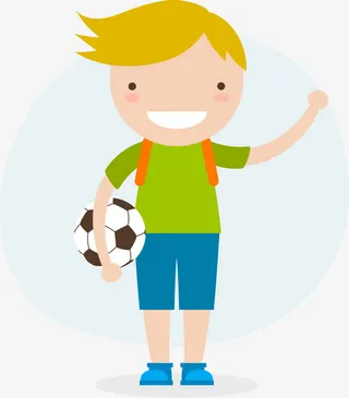 带着足球去上学的小男孩免抠