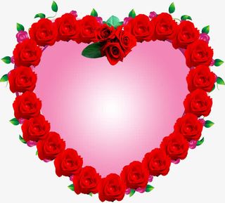 手绘粉色爱心玫瑰花朵免抠