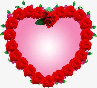 手绘粉色爱心玫瑰花朵免抠