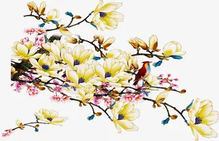 手绘梅花十字绣展架免抠