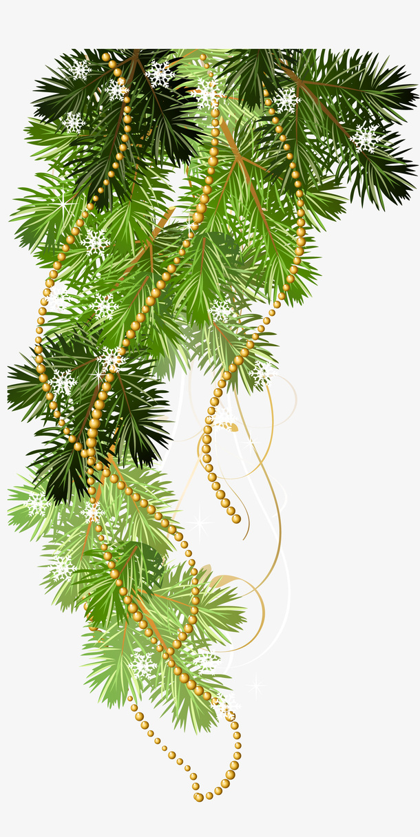 圣诞节装饰边框松叶免抠
