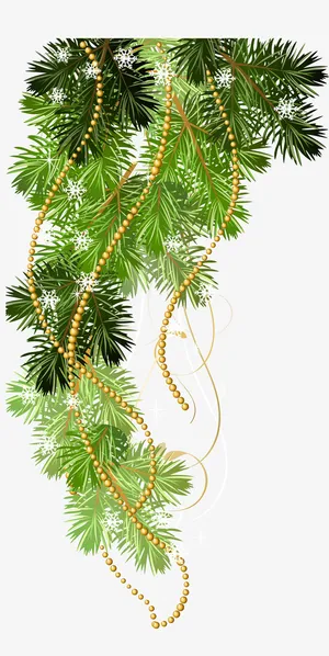 圣诞节装饰边框松叶免抠