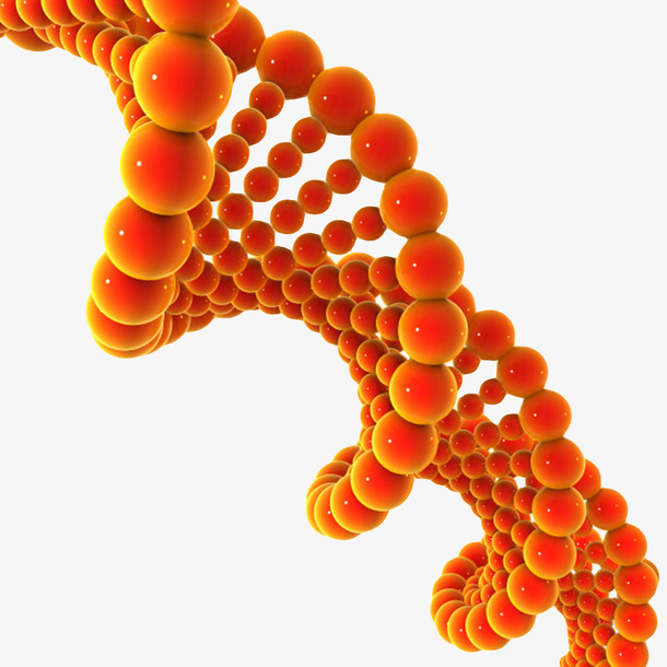 橙色3d Dna分子结构素材免抠