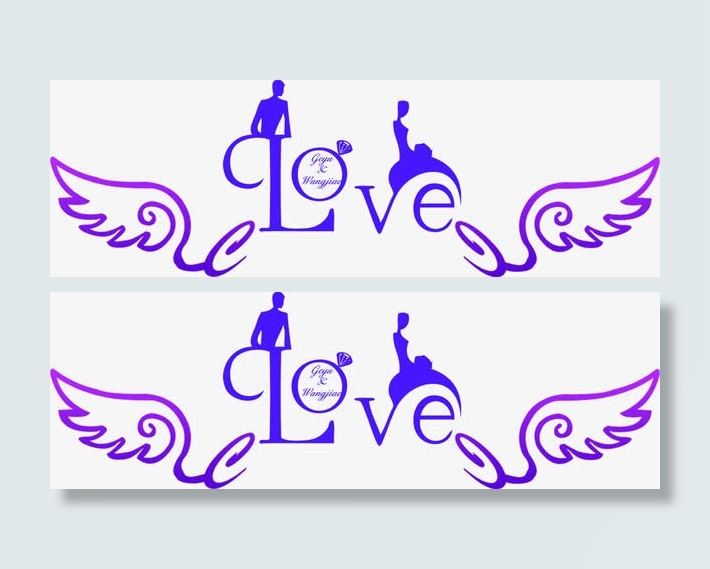 蓝色渐变高清创意字体效果love免抠