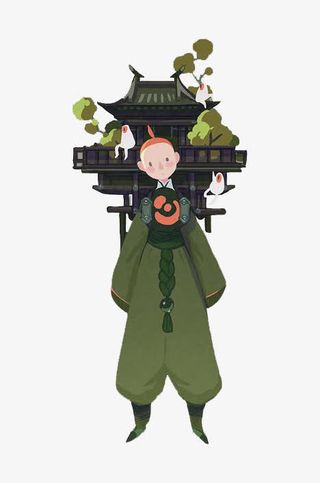 游戏人设背林间阁楼的书生免抠