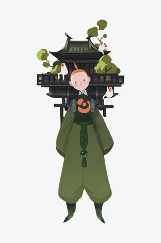 游戏人设背林间阁楼的书生免抠