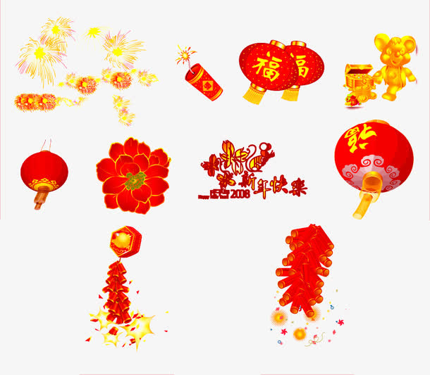 灯笼鞭炮矢量免抠