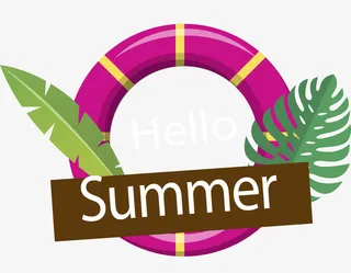 夏季紫色游泳圈装饰免抠