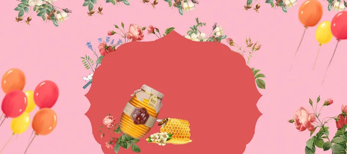 蜂蜜美食花朵春天粉色banner高清