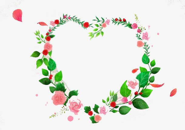 心形花草边框免抠
