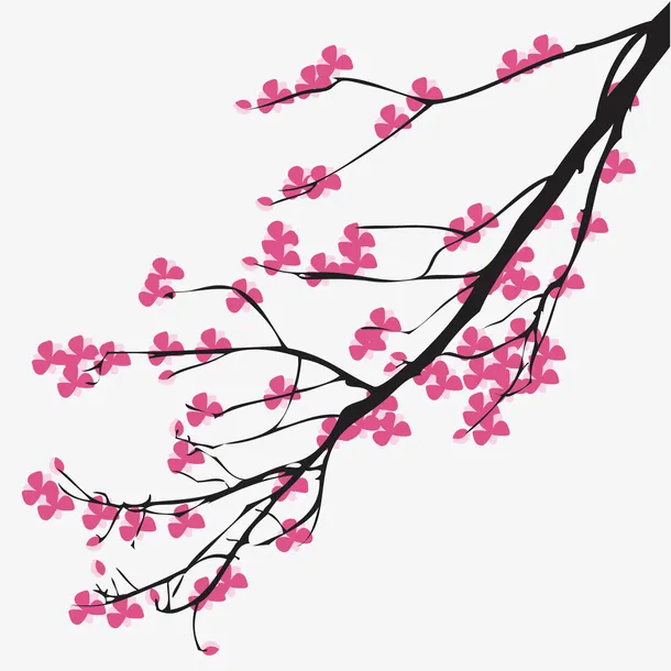 中国画粉色桃花花瓣免抠