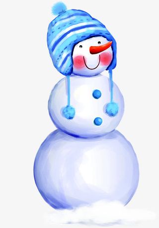 蓝色雪人冬季吊旗免抠