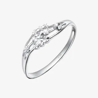 周大福车花开口戒铂金戒指免抠