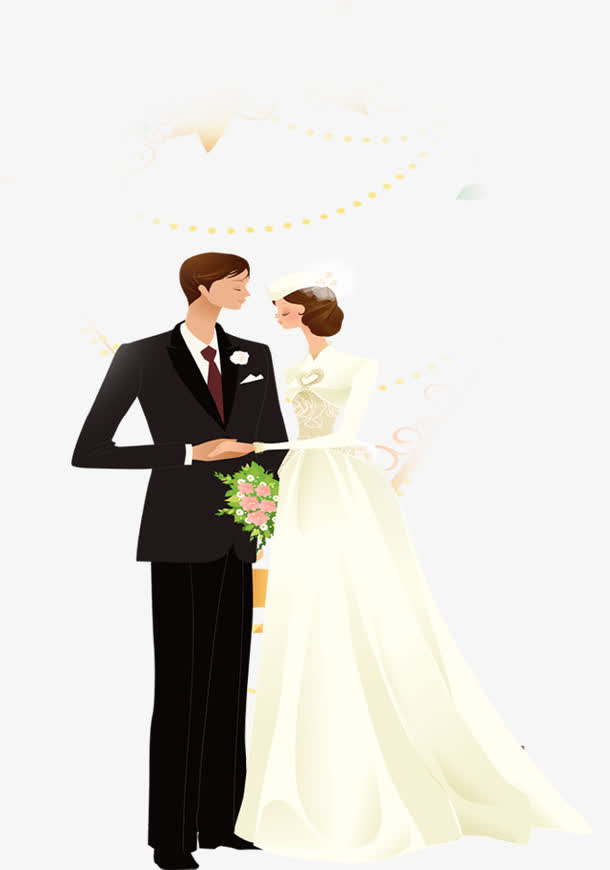 手绘欧式婚礼漫画免抠