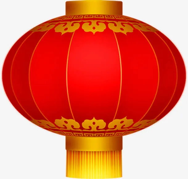 红色质感中国风灯笼元素免抠