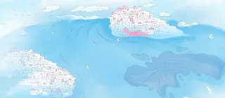 手绘淡蓝色背景banner装饰高清