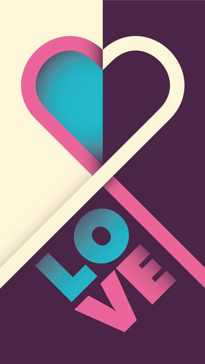 扁平爱心图案情人节背景图高清