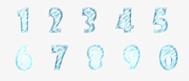 可爱蓝色冰块结晶数字PNG免抠