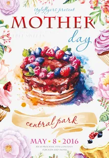 手绘母亲节水彩蛋糕图片免抠