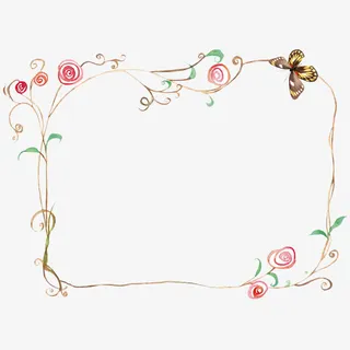花卉蝴蝶边框免抠
