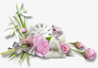 粉红花朵玫瑰花角边框装饰免抠