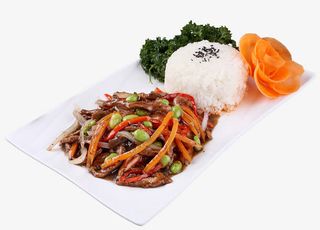 黑椒牛柳盖浇饭素材免抠