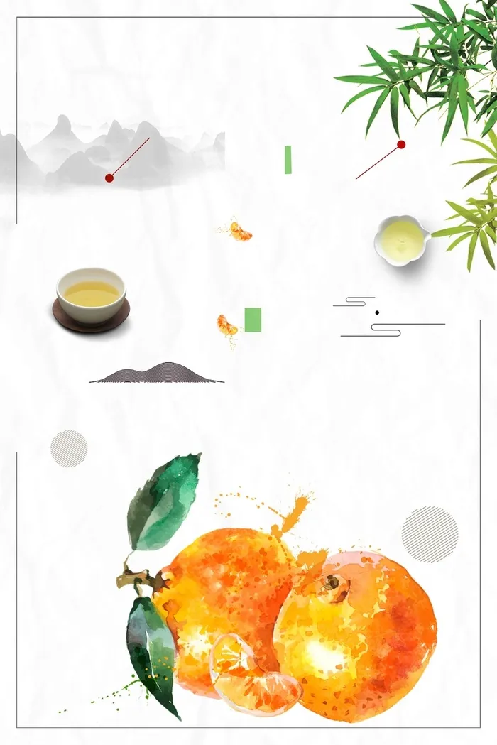 芦柑白色简约新鲜水果宣传背景高清