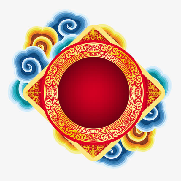 彩色渐变装饰新年图案免抠