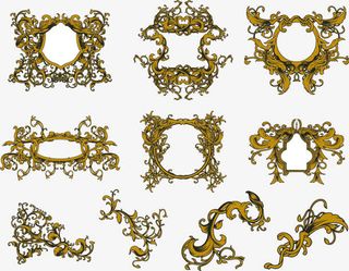 金色华丽花纹样式矢量图片免抠