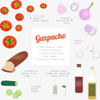 美味西班牙蔬菜冷汤食谱矢量素材免抠